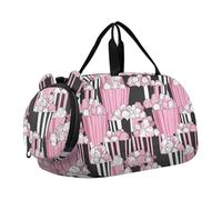 Bolsa de lona con diseño de dibujos animados de palomitas de maíz con compartimento para zapatos, bolsa de viaje ligera para fin de semana, viajes, deportes, bolsa de fin de semana para gimnasio y