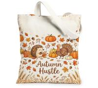 Bolsa de lona con diseño de erizo, diseño rústico de calabazas de pavo, otoño, naranja, bolsa de 13 x 15 pulgadas, Naranja, 13x15 Inch