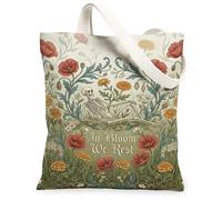 Bolsa de lona con diseño de esqueleto para mujer, vintage, botánica, caléndula, verde otoño, lavable, reutilizable, ideas para Tra, Verde, 13x15 Inch