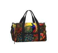 Bolsa de lona con diseño de flores de pavo real con compartimento para zapatos, gimnasio, fin de semana para hombres y mujeres, bolsa de viaje impermeable con bolsillo húmedo para zapatos sucios