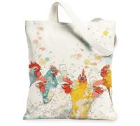 Bolsa de lona con diseño de gallo para mujer, diseño de burbujas de champán, color amarillo, lavable, reutilizable, pequeña, ideas para viajes al aire libre, día de trabajo, lectura, 13 x 15 pulgadas