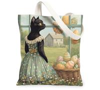 Bolsa de lona con diseño de gato Bombay de primavera y Pascua, 13 x 15 pulgadas, bolsa reutilizable con estampado de gatito de Victoria Country para mujeres, decoración de regalo de pintura estética