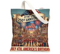 Bolsa de lona con diseño de gato Bombay del 250 aniversario para compras, 13 x 15 pulgadas, 4 de julio, independencia, reutilizable, estampado de comestibles, para mujeres, decoración de regalo