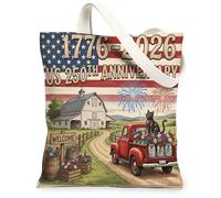 Bolsa de lona con diseño de gato Bombay del 250 aniversario para ir de compras, 13 x 15 pulgadas, 4 de julio, bolsa reutilizable con patrón de impresión para mujeres, pintura estética rústica