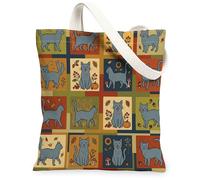 Bolsa de lona con diseño de gatos azules rusos para ir de compras, 13 x 15 pulgadas, retro, bonita bolsa de comestibles reutilizable para mujeres, patrón de viaje de otoño, decoración de regalo