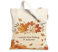 Bolsa de lona con diseño de hojas, inspirada en la naturaleza, remolino de trigo otoñal, color naranja, bolsas de mano para uso diario, 33 x 38 cm, Naranja, 13x15 Inch
