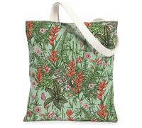 Bolsa de lona con diseño de hojas para mujer, diseño de helechos tropicales y botánicos, color verde, lavable, reutilizable, estética, ideas para compras, viajes, oficina, biblioteca, casual, 33 x 38
