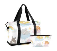Bolsa de lona con diseño de koala de dibujos animados, bolsa de fin de semana con bolsa de aseo para gimnasio, impermeable, diseño de koala de caricatura, 1 tamaño, Lindo koala de dibujos animados, 1