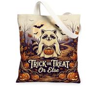 Bolsa de lona con diseño de mapache, calabazas, murciélagos, Halloween, naranja, bolsas de comestibles, 33 x 38 cm, Naranja, 13x15 Inch