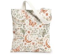 Bolsa de lona con diseño de mariposa para mujer, diseño floral de primavera, color verde, lavable, reutilizable, ideal para la familia, Verde, 13x15 Inch