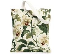 Bolsa de lona con diseño de orquídeas de primavera para ir de compras, 13 x 15 pulgadas, diseño vintage de flores silvestres y flores silvestres, reutilizable, para mujer, decoración estética de playa