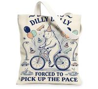 Bolsa de lona con diseño de oso para mujer, diseño de bolas de aire, para celebración de bicicleta, color azul, lavable, reutilizable, ideas para viajes, trabajo, compras, librería, 13 x 15 pulgadas