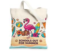 Bolsa de lona con diseño de pájaro tropical para mujer, pelota de playa tropical, verano, melocotón, lavable, reutilizable, ideas para familiares, amigos, colegas, lectura, amor, 13 x 15 pulgadas