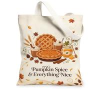 Bolsa de lona con diseño de pastel de calabazas, rústico y fantasioso, palitos de canela, trigo, otoño, naranja, mercado, bolsas de 13 x 15 pulgadas, Naranja, 13x15 Inch