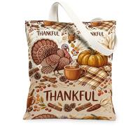 Bolsa de lona con diseño de pavo, diseño de calabazas rústicas, café, Acción de Gracias, color marrón, 13 x 15 pulgadas, Marrón, 13x15 Inch