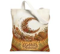 Bolsa de lona con diseño de pavo, diseño de corona floral rústica de otoño, color naranja, 13 x 15 pulgadas, Naranja, 13x15 Inch