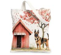 Bolsa de lona con diseño de perro malinois belga de primavera para compras, 13 x 15 pulgadas, divertida bolsa de comestibles reutilizable para mujeres, mascotas, trabajo, viajes, decoración de regalo
