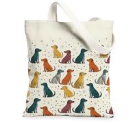 Bolsa de lona con diseño de perro para mujer, diseño de estrellas, lunares, multicolor, lavable, reutilizable, ideas para familiares, amigos, colegas, lectura, amor, 33 x 38 cm