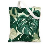 Bolsa de lona con diseño de plantas de primavera de Monstera para compras, 13 x 15 pulgadas, hojas botánicas de verano, bolsa reutilizable con impresión de comestibles para mujeres, pintura estética