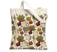 Bolsa de lona con diseño de remolacha, rústica, de zanahoria, cebolla, cosecha, rojo, para uso diario, 33 x 38 cm, Rojo, 13x15 Inch