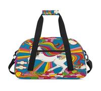 Bolsa de lona con diseño de unicornio arcoíris para mujeres, hombres, niños y niñas, bolsa de viaje para fin de semana, bolsa de viaje de 24 L, bolsa de deporte para gimnasio, bolsa de práctica,