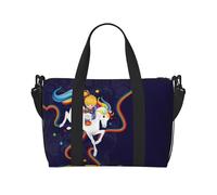 Bolsa de lona con estampado de arcoíris brillante, bolsa de hombro portátil, adecuada para fitness, viajes, etc.