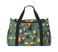 Bolsa de lona con estampado de atlas de insectos para viajes, bolsa de hombro para fin de semana, bolsa de deporte para gimnasio para hombres y mujeres