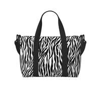 Bolsa de lona con estampado de cebra, bolsa de hombro portátil, adecuada para fitness, viajes, etc.