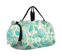 Bolsa de lona con estampado de cebra y purpurina arcoíris para niños, para pasar la noche, fin de semana, bolsa de lona para viajar, bailar, Vintage verde azulado floral hojas verdes, Classic