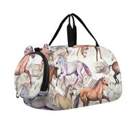 Bolsa de lona con estampado de cebra y purpurina arcoíris para niños, para pasar la noche, fin de semana, bolsa de lona para viajar, bailar, Estampado de caballos corriendo, Classic