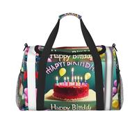 Bolsa de lona con estampado de feliz cumpleaños para viajes, fin de semana, bolsa de noche, bolsa deportiva para gimnasio para hombres y mujeres