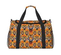 Bolsa de lona con estampado de fuego de cara de tigre para viajes, bolsa de viaje de fin de semana, bolsas de gimnasio para mujeres y hombres, bolsa de viaje para artículos personales