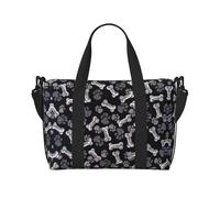 Bolsa de lona con estampado de huellas de perro, bolsa de hombro portátil, adecuada para fitness, viajes, etc.