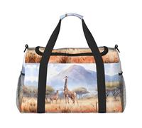 Bolsa de lona con estampado de jirafa de sabana africana para viajes, bolsa de hombro para fin de semana, bolsa de deporte para gimnasio para hombres y mujeres