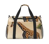 Bolsa de lona con estampado de jirafa para madre e hijo para viajes, bolsa de hombro para fin de semana, bolsa deportiva para gimnasio para hombres y mujeres