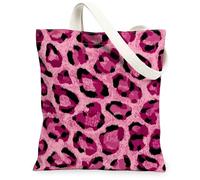 Bolsa de lona con estampado de leopardo para mujer, diseño de lunares atrevidos, color melocotón, lavable, reutilizable, estética, ideas para viajes, trabajo, compras, librería, 13 x 15 pulgadas