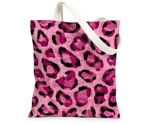 Bolsa de lona con estampado de leopardo para mujer, diseño de lunares atrevidos, color melocotón, lavable, reutilizable, estética, ideas para viajes, trabajo, compras, librería, 13 x 15 pulgadas