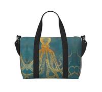 Bolsa de lona con estampado de pulpo, se puede llevar cruzada o al hombro, adecuada para viajes y camping.