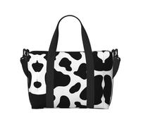 Bolsa de lona con estampado de vacas, bolsa de hombro portátil, adecuada para fitness, viajes, etc.