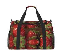 Bolsa de lona con estampado de vacas y fresas para viajes, bolsa de hombro para fin de semana, bolsa deportiva para gimnasio para hombres y mujeres
