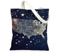 Bolsa de lona con estrellas para mujer, diseño cósmico moderno de constelaciones de mapas, color azul marino, lavable, reutilizable, ideas para exteriores, Azul marino, 13x15 Inch