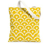 Bolsa de lona con estrellas para mujer, diseño de arcos modernos y divertidos, color amarillo, lavable, reutilizable, ideal para el día a día, Amarillo, 13x15 Inch