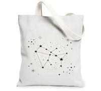 Bolsa de lona con estrellas para mujer, minimalista, contemporánea, constelación, círculos, ninguno, negro, lavable, reutilizable, bolsa de mano para uso diario, ideas para familiares, amigos, colegas