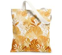 Bolsa de lona con flores para mujer, diseño botánico de otoño, color amarillo, lavable, reutilizable, estética, ideas para viajes, trabajo, compras, librería, 13 x 15 pulgadas