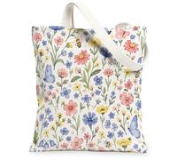 Bolsa de lona con flores para mujer, diseño de mariposa, abeja, pastel, lavable, reutilizable, estética, ideas para compras, viajes, oficina, biblioteca, casual, 33 x 38 cm