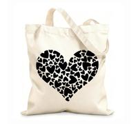 Bolsa de lona con fondo reforzado Diseño en forma de corazón lleno de corazones más pequeños sobre un fondo suave y perfecto. Tela de 12 oz de grosor Se usa como bolsa de regalo 25x30cm Pequeño
