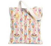 Bolsa de lona con forma de cono de helado para mujer, diseño de corazón de sol, verano, melocotón, lavable, reutilizable, para compras, Melocotón, 13x15 Inch