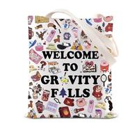 Bolsa de lona con impresión de Mabel y Dipper para fans de Mabel y Dipper, idea misteriosa de regalo con texto en inglés "Welcome to Gravity Falls" (35 x 40 cm), Gravity Tote, 35*40cm