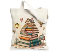 Bolsa de lona con libros para mujer, lámpara de casa divertida y divertida, ninguno en tonos cálidos, lavable, reutilizable, bolsa pequeña ideas para Fam, Warm tones, 13x15 Inch