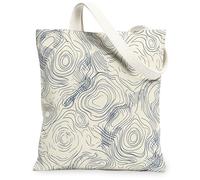 Bolsa de lona con líneas onduladas para mujer, formas circulares minimalistas contemporáneas, patrones abstractos, ninguno azul marino, lavable, reutilizable, bolsa gráfica, ideas para viajes de